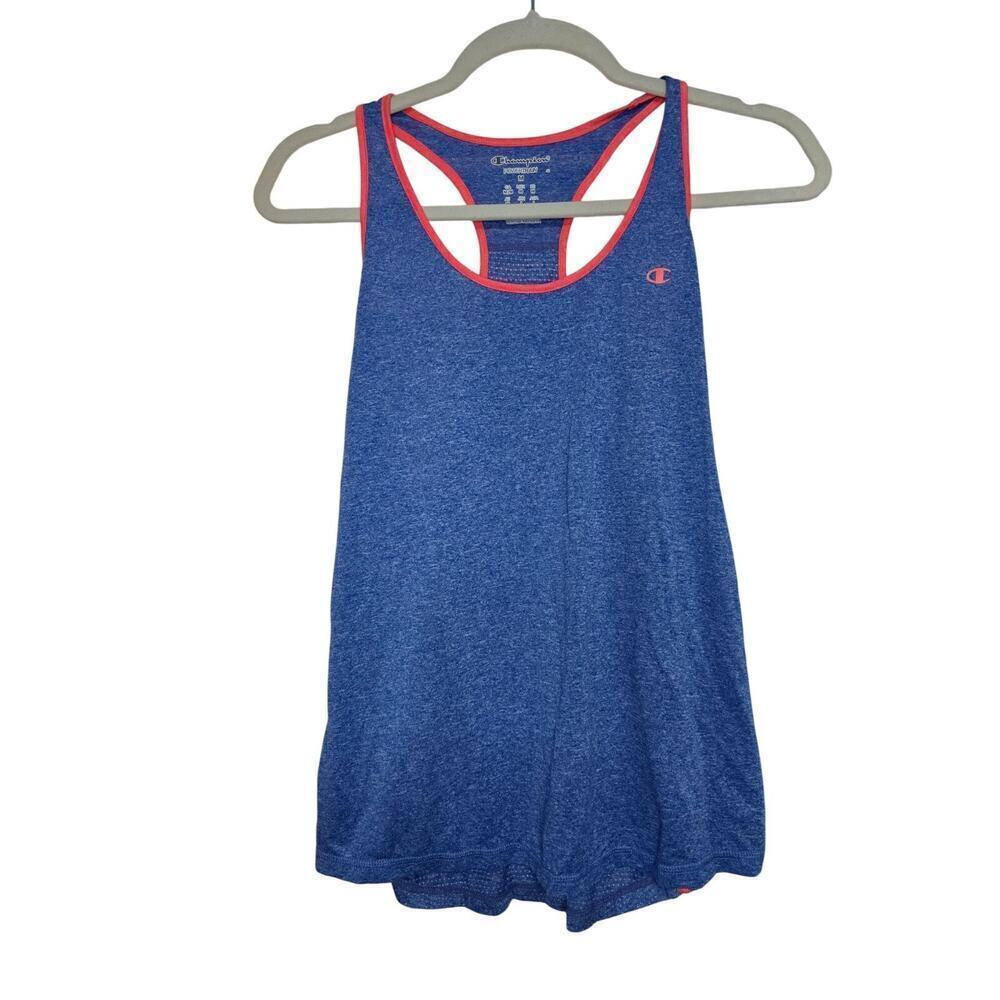 Champion Powertrain Womens Blue Racerback Tank Top With Red Trim M